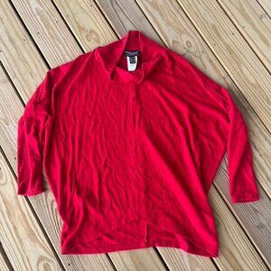 Frank Lyman Design collection Red tunic mock neck sweater Size 14